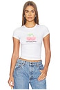 view 1 of 5 T-SHIRT FITTED RINGER WITH CHERRY GRAPHIC in White