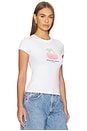 view 2 of 5 T-SHIRT FITTED RINGER WITH CHERRY GRAPHIC in White