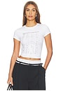 view 1 of 5 T-SHIRT FITTED WITH HOTFIX CARD GRAPHIC in White