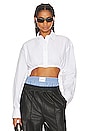 view 1 of 4 Cropped Shirt With Drawstrings in White