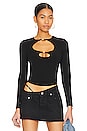 view 1 of 4 Crewneck Long Sleeve Top Cut Out Detail in Black