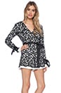 view 2 of 4 Aine Long Sleeve Romper in Black White