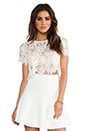 view 1 of 5 EXCLUSIVE Lisette Capped Sleeve Lace Crop Top in White