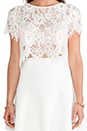 view 4 of 5 EXCLUSIVE Lisette Capped Sleeve Lace Crop Top in White