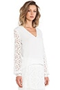 view 2 of 5 Dunn V Neck Crocheted Sleeve Top in White Crochet