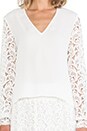 view 5 of 5 Dunn V Neck Crocheted Sleeve Top in White Crochet