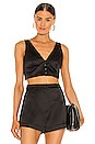 view 1 of 4 Tania Structured Satin Top in Black