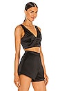 view 2 of 4 Tania Structured Satin Top in Black