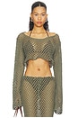 view 2 of 5 TOP DE MANGA LARGA TIPO PAREO MAGEN  in Olive Peridot
