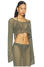 view 3 of 5 TOP DE MANGA LARGA TIPO PAREO MAGEN  in Olive Peridot