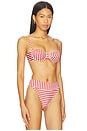 view 2 of 4 Chess Bustier Bikini Top in Russet Stripes