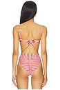 view 3 of 4 Chess Bustier Bikini Top in Russet Stripes