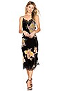 view 2 of 3 Burnout Velvet Midi Dress in Black & Yellow