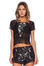 view 1 of 4 TOP À FRANGES in Black & Silver