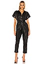view 1 of 4 PU Belted Jumpsuit in Black