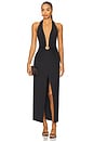 view 1 of 3 Alma Plunging Midi Dress in Black