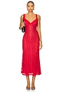 view 1 of 4 Alegra Stretch Lace Midi Dress in Fire Red