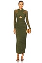 view 1 of 3 Aliyah Long Midi Dress in Dark Khaki