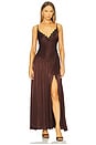 view 1 of 3 Aderia Lace Detail Maxi Dress in Dark Choco