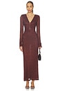 view 1 of 4 Zenia Long Sleeve Midi Dress in Chocolate