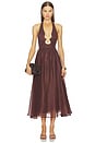 view 1 of 3 Cavarly Ramie Halter Dress in Chocolate