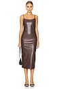 view 1 of 3 Helena Faux Leather Dress in Chocolate