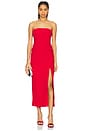 view 1 of 3 NIKKI STRAPLESS MIDI DRESS in Deep Red
