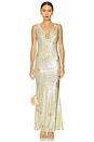 view 1 of 4 SEQUIN ROBE MI-LONGUE ELODA in Green Floral