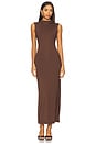 view 1 of 3 Veneda High Neck Maxi Dress in Chocolate