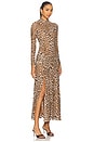 view 2 of 3 VESTIDO MIDI DE MALHA ESTAMPADA LEA in Brown Leopard