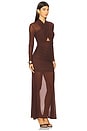 view 2 of 3 VESTIDO LONGO DE MALHA TRANSPASSADO VERIA in Chocolate