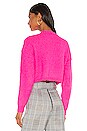 view 3 of 4 Cropped Fluffy Knit in Neon Pink