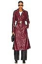 view 1 of 5 Faux Leather Trench Coat in Burgundy