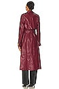 view 4 of 5 Faux Leather Trench Coat in Burgundy