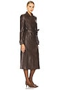 view 3 of 5 Faux Leather Trench Coat in Dark Chocolate