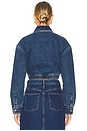 view 4 of 5 Cropped Bomber Denim Jacket in Washed Indigo