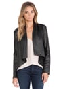 view 1 of 5 Drape Front Leather Jacket in Blak in Black