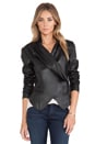 view 2 of 5 Drape Front Leather Jacket in Blak in Black