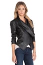 view 3 of 5 Drape Front Leather Jacket in Blak in Black
