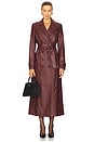 view 1 of 4 Faux Leather Longline Coat in Burgundy