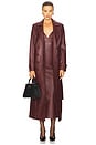 view 2 of 4 Faux Leather Longline Coat in Burgundy