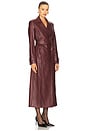view 3 of 4 Faux Leather Longline Coat in Burgundy