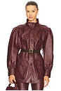 view 1 of 5 Clements Faux Leather Jacket in Burgundy