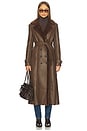 view 2 of 4 Trench coat de couro sintético in Chocolate Brown