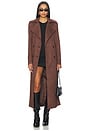 view 1 of 4 Kira Faux Suede Trench Coat in Chocolate