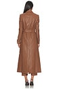 view 4 of 5 Vegan Leather Longline Coat in Chestnut