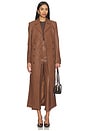 view 5 of 5 Vegan Leather Longline Coat in Chestnut