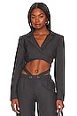 view 1 of 4 Cropped Wrap Front Blazer in Charcoal