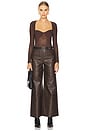 view 5 of 6 Faux Leather Wide Leg Pant in Dark Chocolate