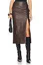 view 1 of 6 Dante Faux Leather Midi Skirt in Dark Chocolate